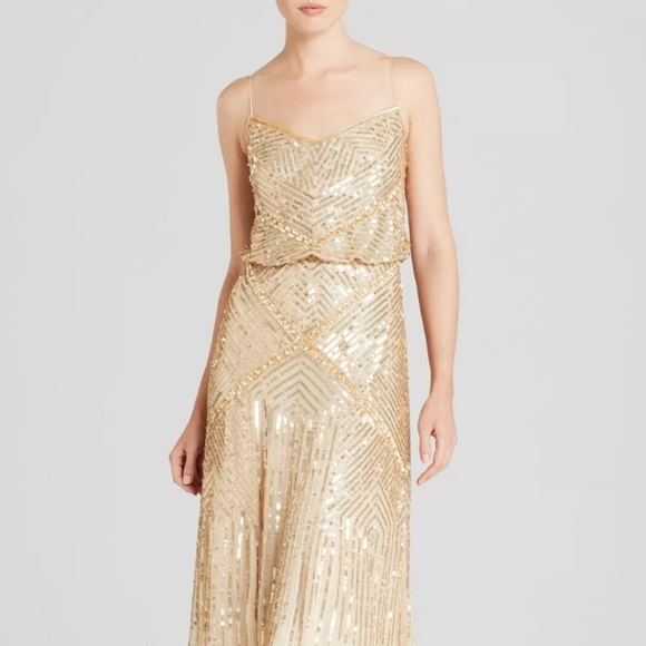 Adrianna Papell Sleeveless Beaded Blouson Gown Dress - Picture 2 of 10